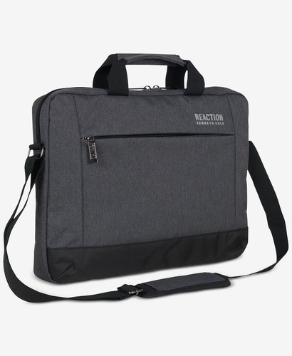 $100 Kenneth Cole Men Gray Messenger Laptop Briefcase Attache Work Shoulder Bag - Picture 2 of 5