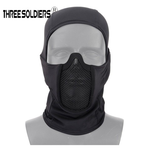 Tactical Balaclava Mesh Mask Full Face Protection Ninja Style Hood Metal Mask - Picture 10 of 24