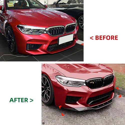 For BMW 5 Series F90 M5 2018-20 Gloss Black Front Bumper Lip Splitter Kit 3Pcs - Picture 7 of 14