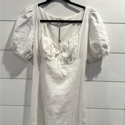 Neu mit Etikett Reformation Cherise weißes Leinen-Maxikleid Größe 6 - Bild 8 von 11