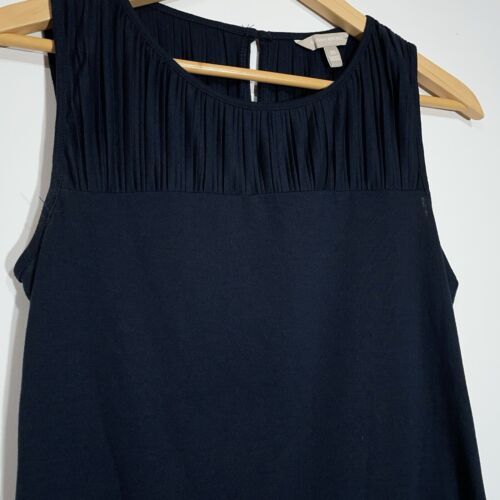 Banana Republic Blouse Womens XS Dark Navy Pleated Sleeveless Tank Blouse EUC - Picture 2 of 4