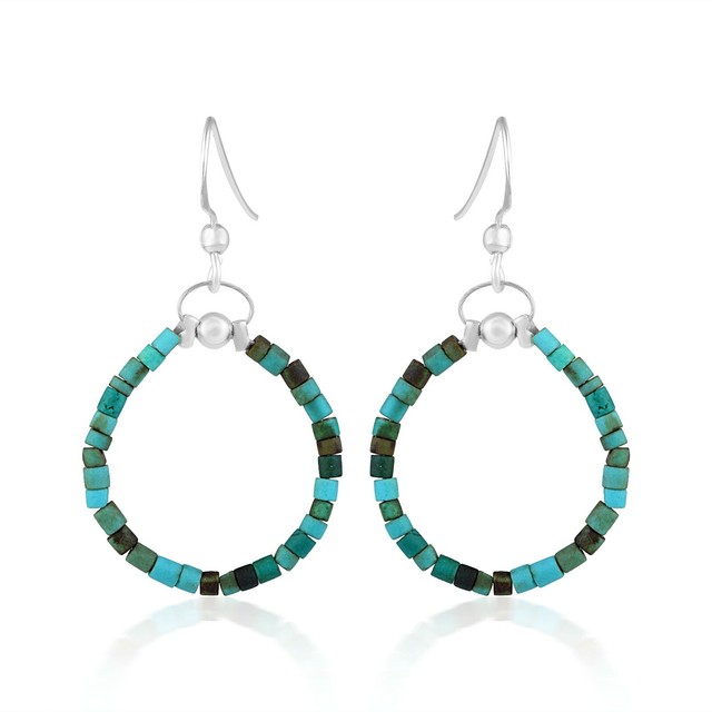 De Forma Redonda Gema Turquesa 925 Plata de Ley Handmade Joyería Pendientes UR10121 De Forma Redonda Gema Turquesa 925 Plata de Ley Handmade Joyería Pendientes UR10121