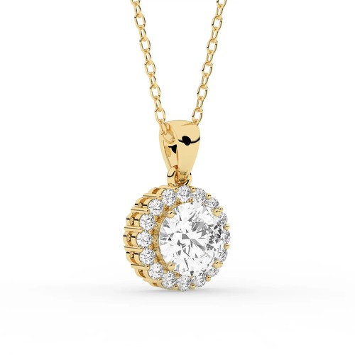 Round Solitaire Labgrown Diamond Pendant 18k Yellow Gold 1.25 Ct D VS1 - Picture 5 of 14