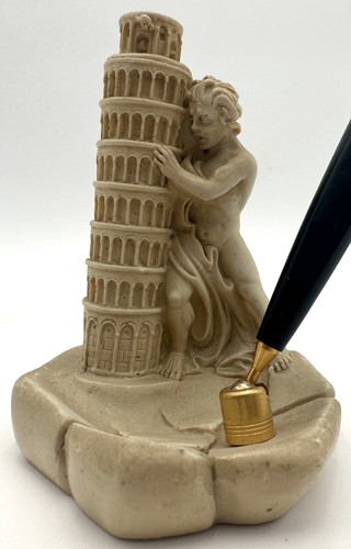 De colección Torre Inclinada Pisa Resina Pluma Soporte Hombre Figura Cenicero SP Accesorio de Escritorio - Imagen 2 de 11