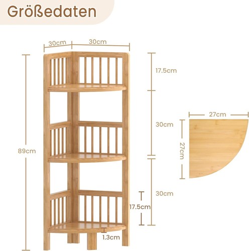 Eckregal Bambus Standregal Badregal Küchenregal Bücher Holzregal 89/104/110cm DE - Bild 32 von 43