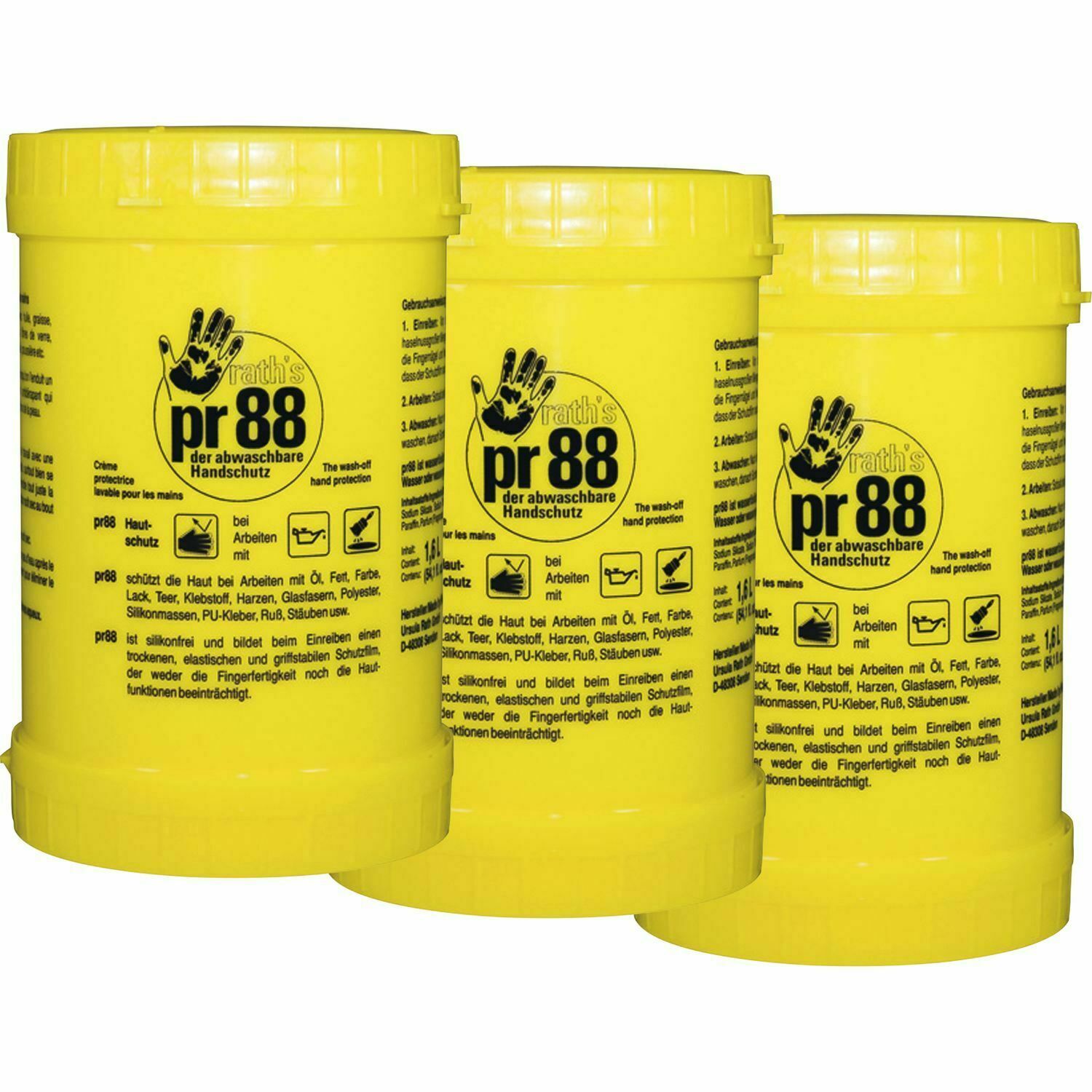 3X 1L 1 Liter Rath'S Creme Pr 88 Hautschutz Der Abwaschbare Handschuh Handcreme