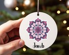 Personalised Mandala Flower Christmas Decorations-Tree Hanging-Bauble Gift Tag