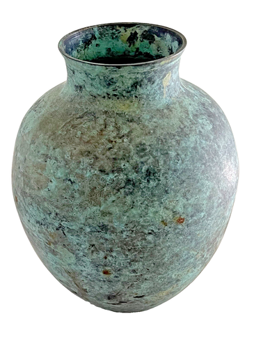 Bronze Patina Verdegris Rustic Vase 8 Inches Tall Vintage