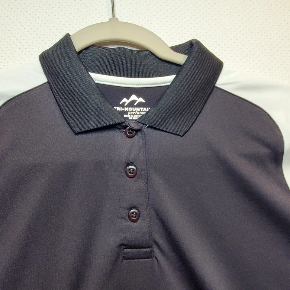 Camisa polo Tri-Mountain Performance para mujer pequeña negra blanca bloques de colores Foto 2 de 4