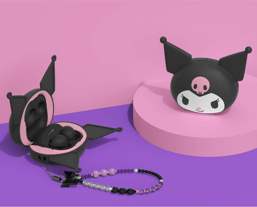 ◆SLBS◆ Kuromi Galaxy Buds Cover with Bead Strap 8800240233 Samsung Galaxy Buds Cover KUROMI with Beads Strap, Buds2 Pro