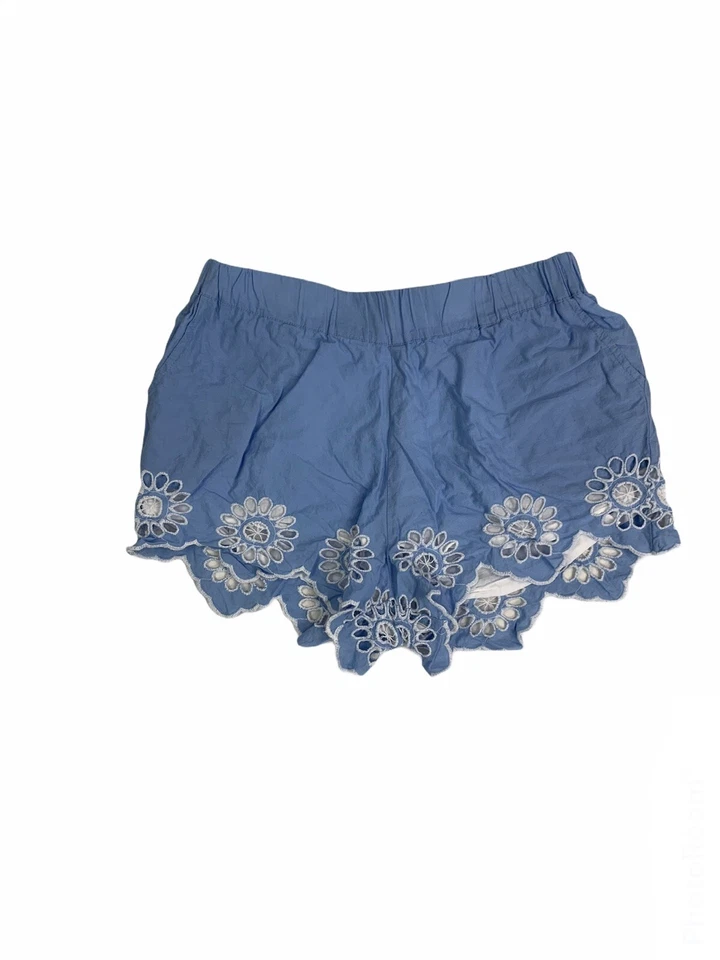 Mud Pie Women’s Size S (4-6) Eyelet Hem Blue Pajama Shorts - Image 2 of 4