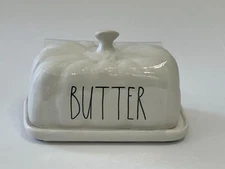 RAE DUNN White/Cream ❤BUTTER❤ Dish & Pumpkin-Shaped Cover Fall Thanksgiving NWT!