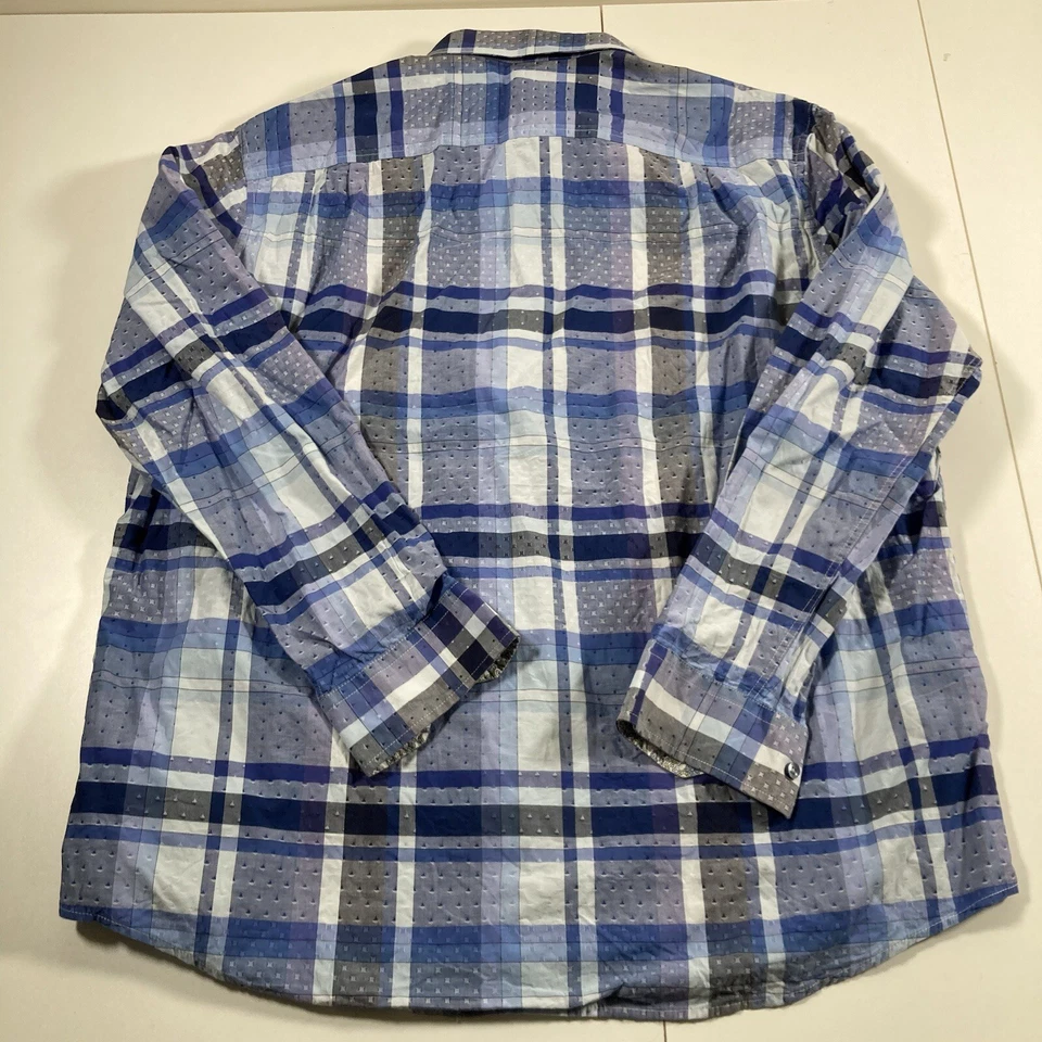 Camisa Tasso Elba 2XL Púrpura Azul A Cuadros Rayas Lunares Abotonada Puño Abatible Foto 4 de 4