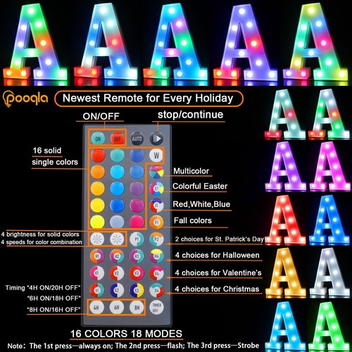 Light Up Letters with Remote Upgraded 34 Colors Marquee Letter Lights Color C... - Picture 2 of 7