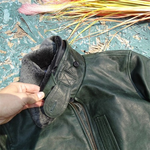 Herren Lammfell Horsehide Leder G1 G-1 Flieger Militär Flieger Bomber Jacke - Bild 19 von 27