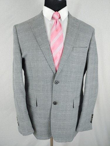 Jos A Bank Mens 42/44R Unstructured Cotton Blazer Sport Coat Jacket Gray Plaid - Picture 9 of 12