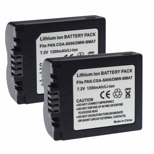 2x Battery +Dual Charger for CGA-S006 CGR-S006 DMW-BMA7 1200mAh Panasonic Lumix - Picture 2 of 10