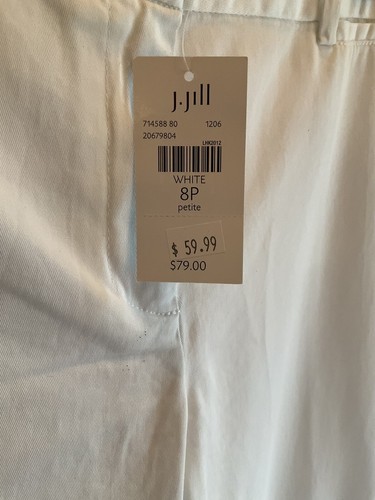 NWT J Jill Pant 8P Womens Cotton Blend Stretch Straight Chino Zip Clasp 4 pocket - Picture 3 of 8