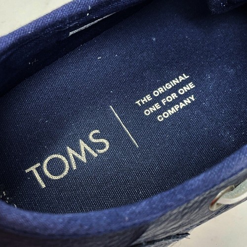 Scarpe da barca casual stringate Toms da uomo in pelle blu navy, taglia 13 - Foto 7 di 11