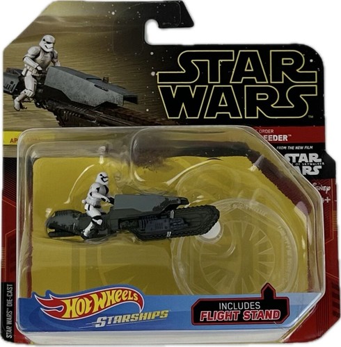 Hot Wheels Diecast Star Wars First Order Treadspeeder Starship Vehicle & Stand - Picture 2 of 2