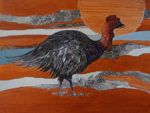 Tierzeichnung Tinte und Gouache Truthahn signiert GEORGES AKOPIAN - Bild 2 von 11
