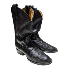 Tony Lama - Size 7M - Vintage Black Cowboy Boots Style 2801