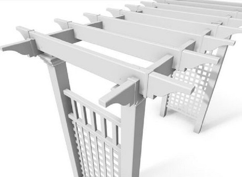 Entrance Arbour in White Polymer – Curved-look – Garden Arbour - Squares - Picture 12 of 14
