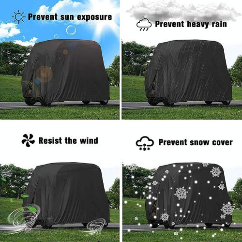 Waterproof Golf Cart Scooter Cover - 285X122X168Cm - Black - Picture 5 of 8