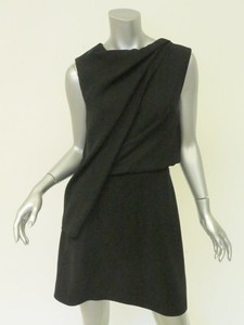 McQ-Alexander-McQueen-Dress-Black-Crepe-Size-38-Shawl-Drape-Blouson-Mini