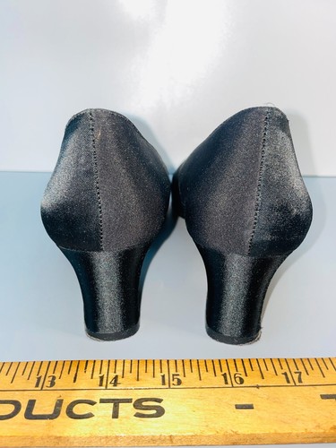 Vintage Dolce by Pierre Black Heels Size 7 Elegant Cubic Zirconia Original Box - Picture 5 of 14