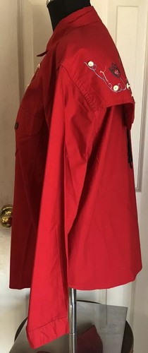 Forage Country Red Southwestern Button Front Long Sleeve Shirt Women’s M - Picture 4 of 9