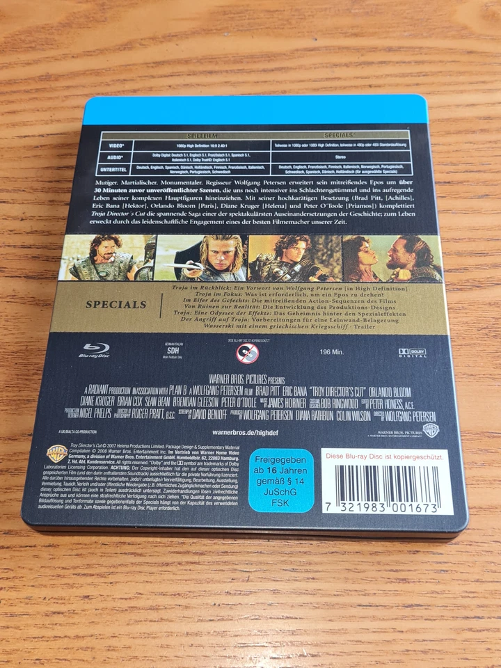 TROY 'Director's Cut' Blu-ray steelbook rare OOP German import region b free abc - Image 2 of 4