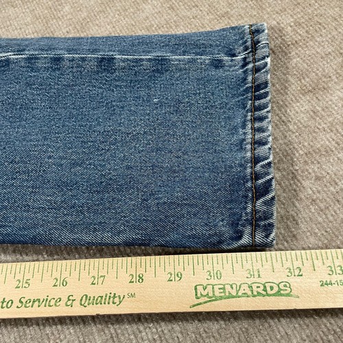 Levis 505 Blue Denim Jeans Mens 32x31 Straight Leg Dark Wash Streetwear - Picture 15 of 16