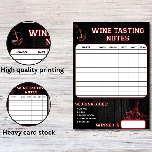 Handy Wine Evaluation Sheets for Partygoers Pack of 3 - Picture 4 of 8