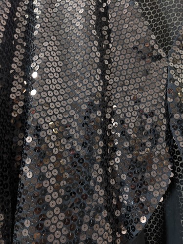 Black Sequins Long Poncho Sleeves Draped Front Cardigan Medium - Bild 6 von 8