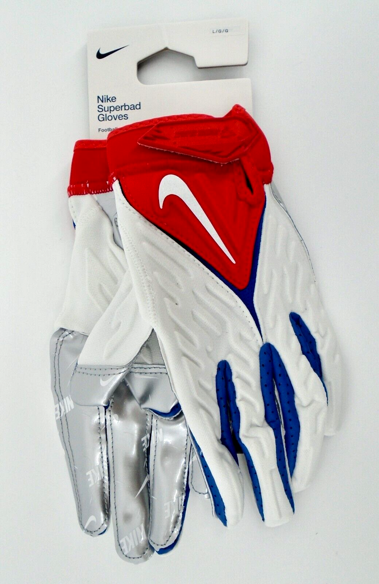 Nike Superbad 6.0 Football Gloves Men's Large Red/White/Blue
