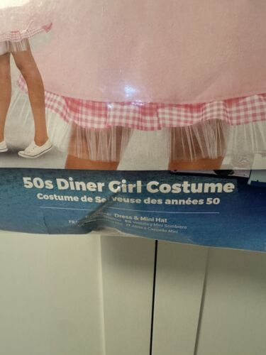 New Adult XS Smiffys Pink 50s Diner Dress With Hat Halloween Waitress Costume - Picture 3 of 4
