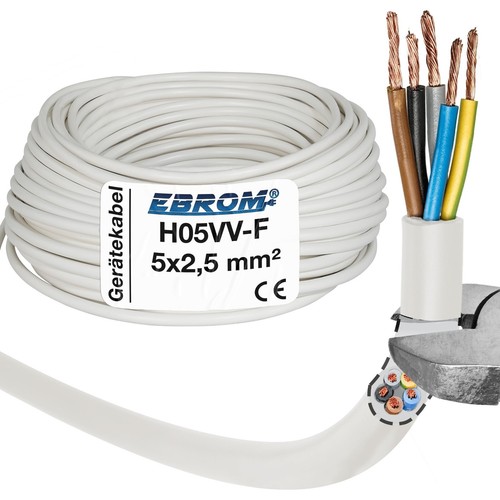 (3,20 €/m) Cable de conexión de cocina - Cable de conexión de cocina H05VV-F 5x2,5 mm² blanco 5G2,5 - Imagen 1 de 9