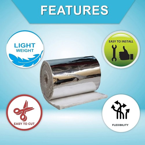 Foil Faced Ceramic Blanket 2300F 8# 1/2" x 24" x 6.20' HVAC Duct Insulation - Bild 5 von 7