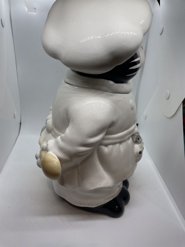 Vintage Ceramic Black Cat Chef with Mouse & Spoon Cookie Jar Kitty Cooking - 第 9/10 張圖片