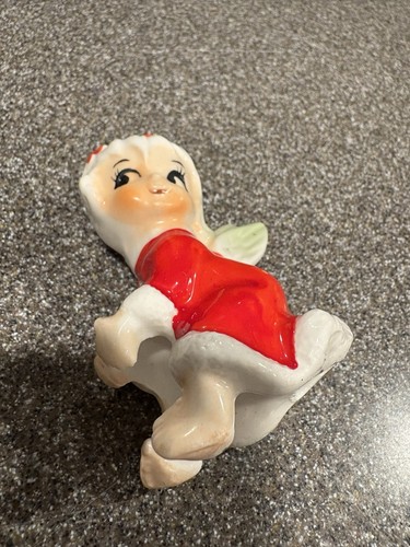 Vintage 50er Lefton Weihnachten Pixie Mädchen Engel Kerze Umarmung Kletterer Japan 3" - Bild 2 von 6