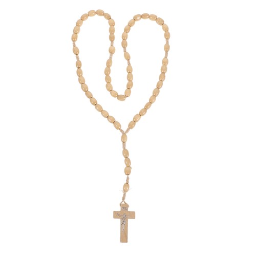 Collar espiritual colgante cruz madera para hombre mujer joyería hecho a mano con cuentas - Imagen 5 de 12