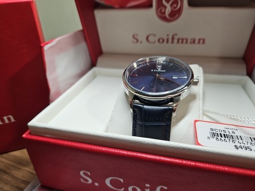 S. Coifman. WATCH SC0518 44mm Leather Watch Blue - Picture 3 of 23