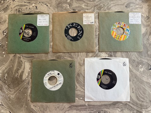 FIVE NM- SAM COOKE 45 RPM RECORDS WONDERFUL WORLD PROMO EASE MY TROUBLED MIND