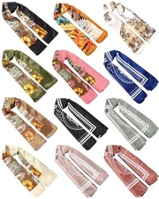  12 Pcs 35" Satin Square Large Head Scarves Silk Like Neck Scarf Retro Style