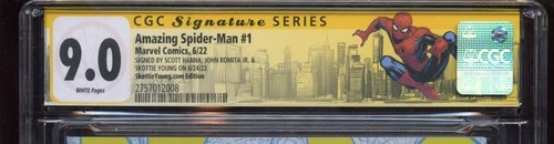 June 2002 Marvel Comic Book Amazing Spider-Man #1  Autographs (3) CGC 9.0