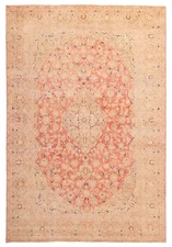 Vintage Coral Traditional 9'2" x 13'9" Hand-Knotted Oriental Wool Area Rug