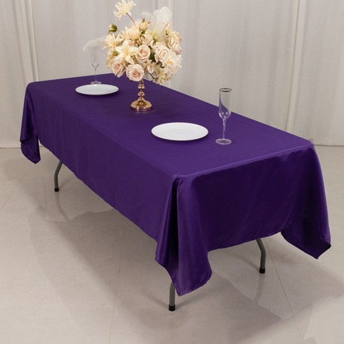 PURPLE 60x102" RECTANGLE Lamour Satin TABLECLOTH Wedding Party Home Banquet - Picture 4 of 8