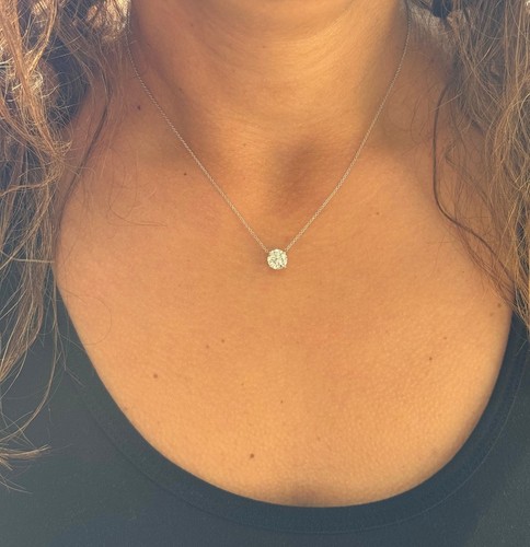 Rundschliff Moissanit Krappen Set Solitär Anhänger 14k massiv Weißgold 1,50ct - Bild 3 von 8