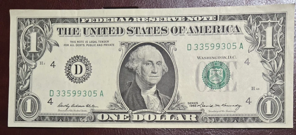 1969 $1 Vintage Bill Lightly Circulated  - Image 2 of 3